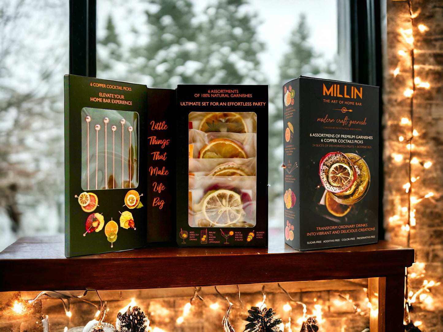 Gourmet Dry Fruit Cocktail Garnish Set with Copper Picks