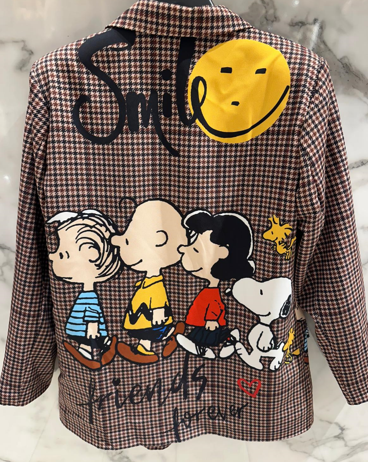 LBLASN One Size Italian Brown " SNOOPY" Print Blazer LOOWIE