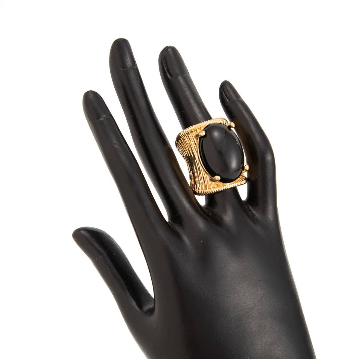 Geometric Resin Gemstone Open Ring Trendy Wide Band