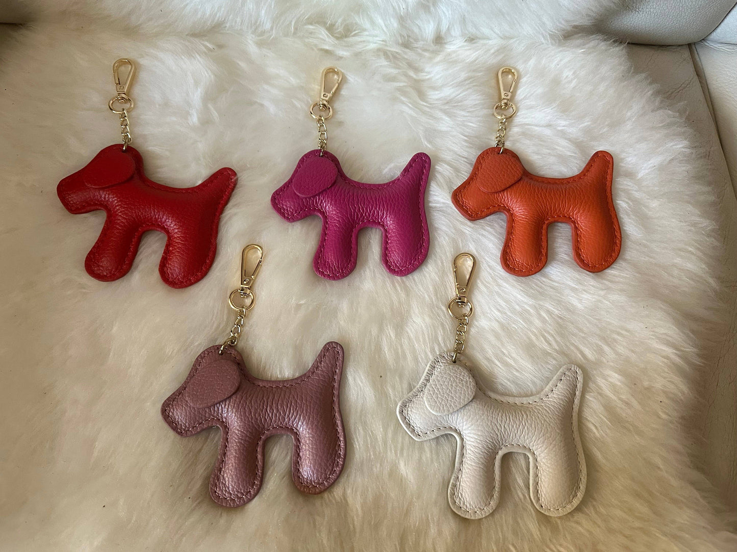 Dog keychain - genuine leather