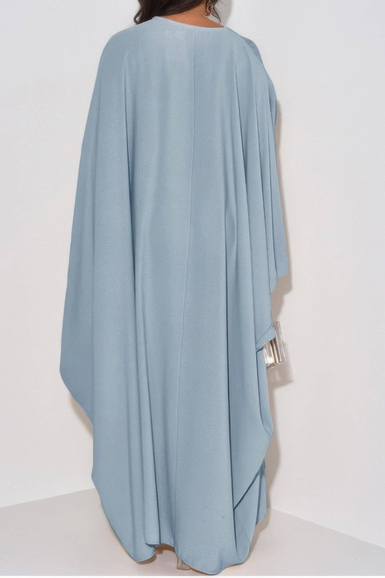 Plain V Neck Loose Fit Shift Maxi Dress