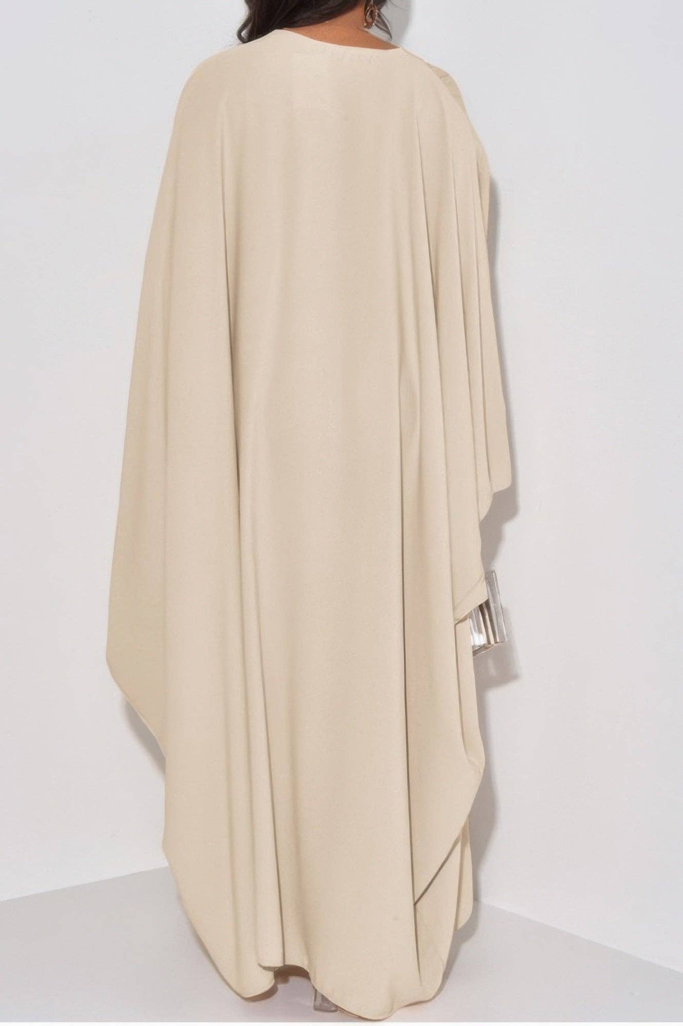 Plain V Neck Loose Fit Shift Maxi Dress