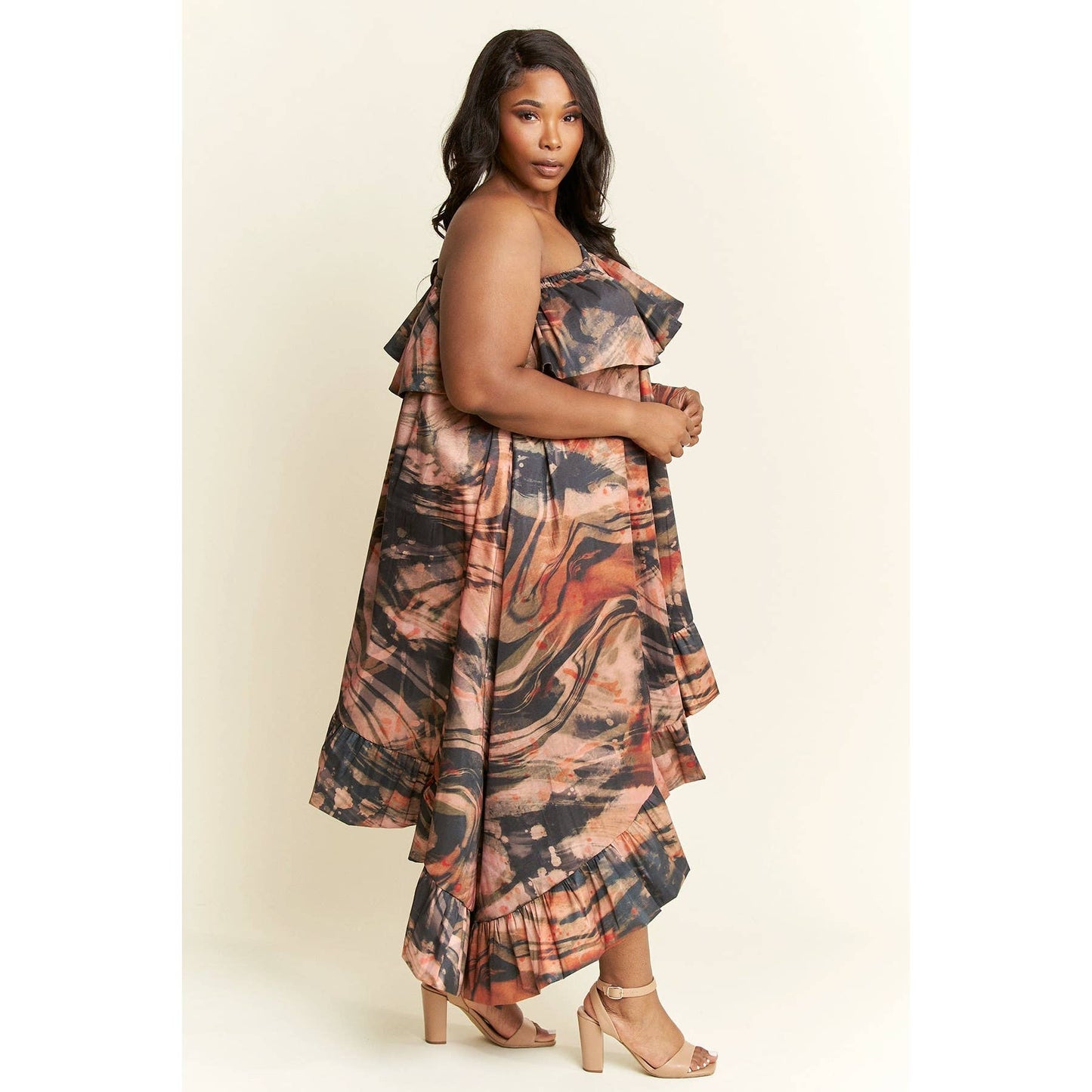 Ruffle Flare Midi Dress