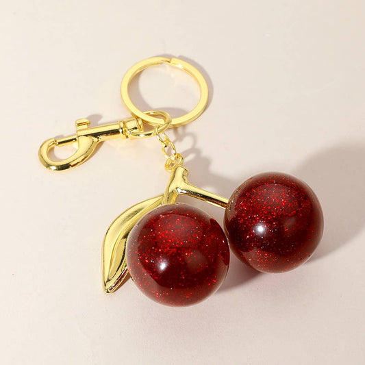 Glittered Cherry Keychain / Bag Charm