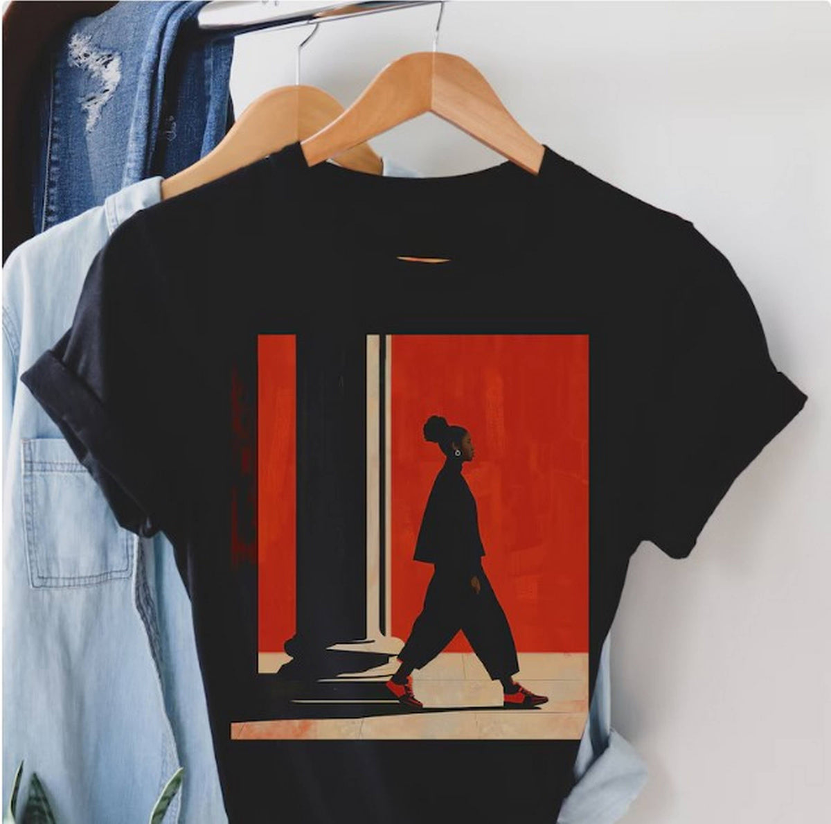 Black Girl Walking Shirt - Afro Style - Sneaker Fashion - Af