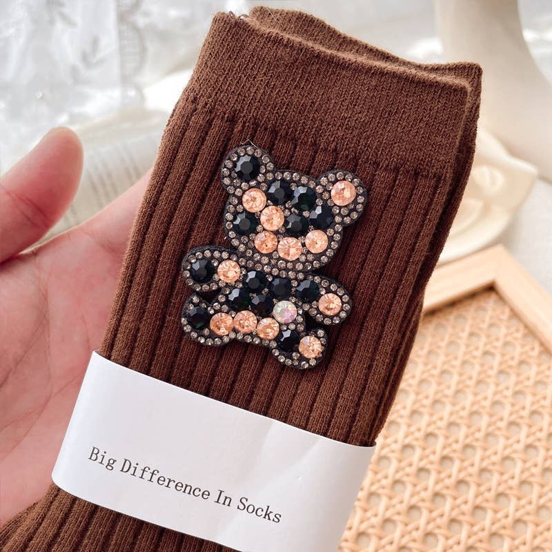 IN STORE ONLY - CRYSTAL Teddy Bear Embellished Socks