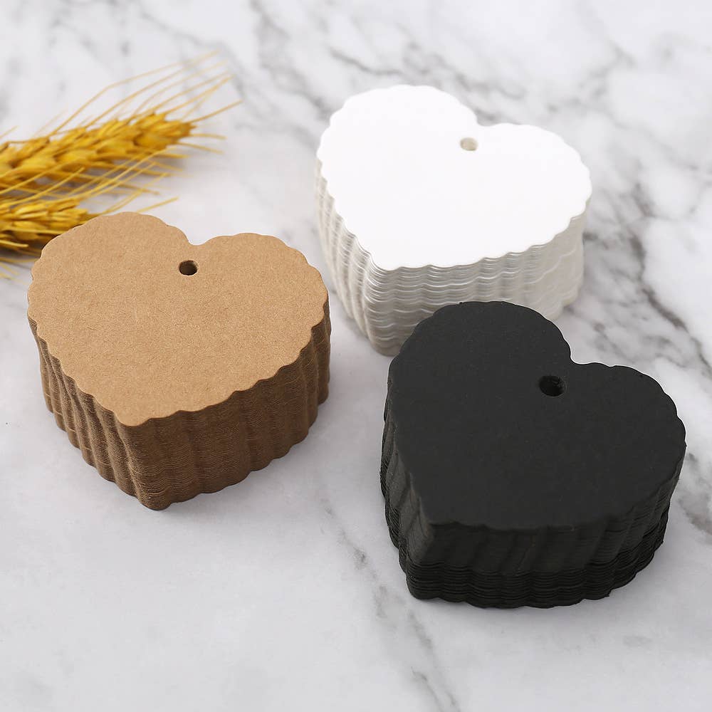 100pc, 2.4x2" Heart Love Blank Kraft Paper Message Gift Tag