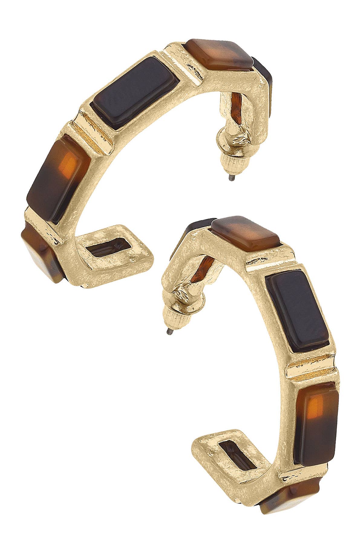 IN STORE ONLY Halston Tortoise Hoop Earrings in Worn Gold