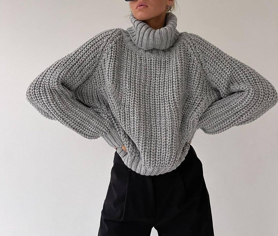 IN STORE ONLY High-neck loose casual versatile knit sweater