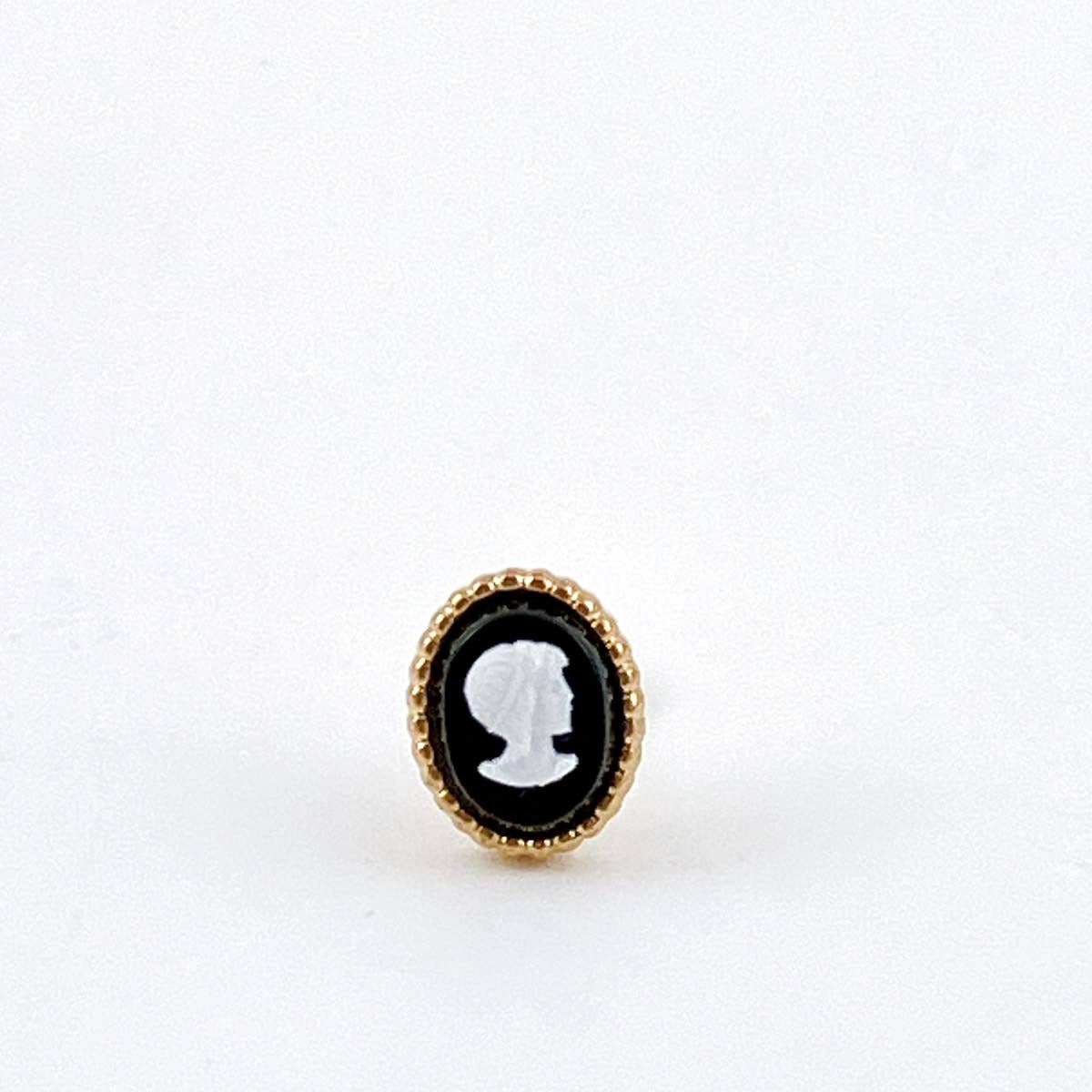 True Vintage Series | Petite Tiny Cameo Stud Earrings, Gold
