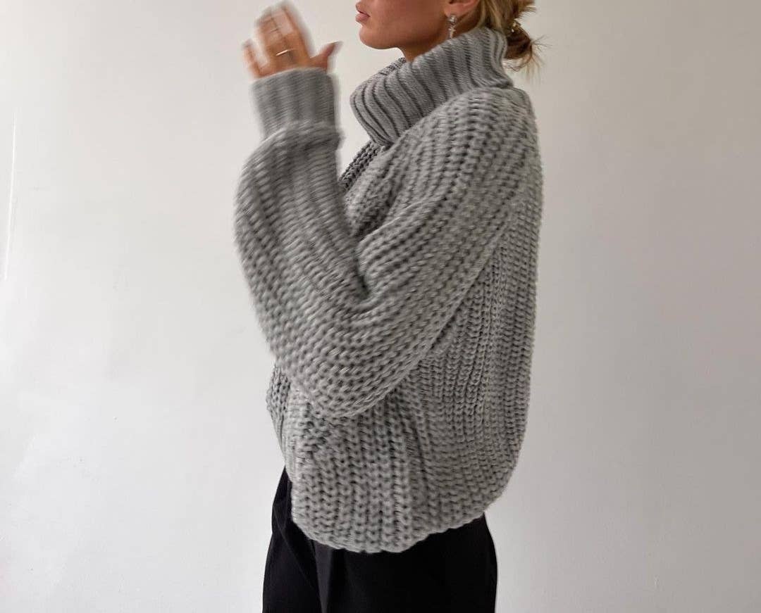 IN STORE ONLY High-neck loose casual versatile knit sweater