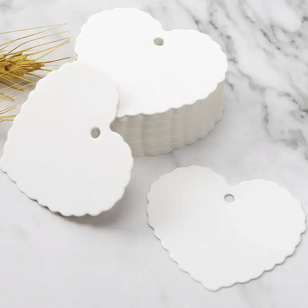 100pc, 2.4x2" Heart Love Blank Kraft Paper Message Gift Tag