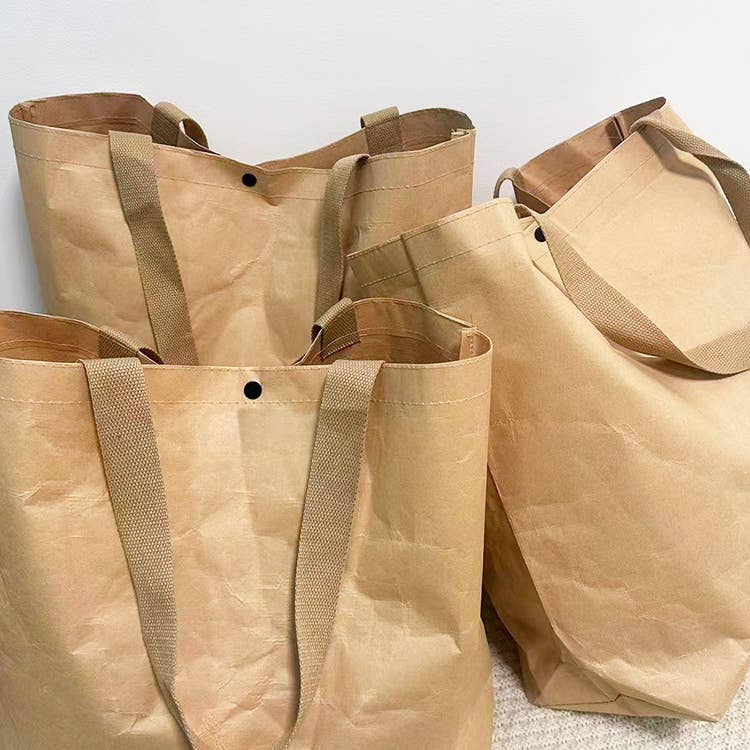 Textural Reusable Waterproof Non-Tear Kraft Paper Tote Bag