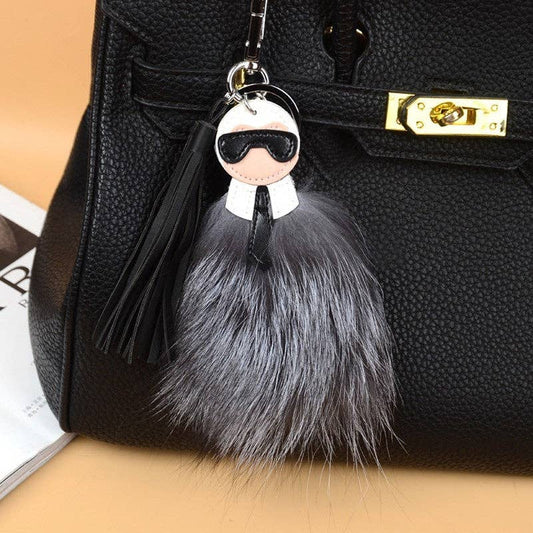 Adorable Fox Fur Plush Keychain