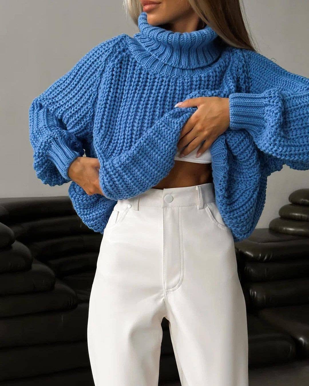 IN STORE ONLY High-neck loose casual versatile knit sweater