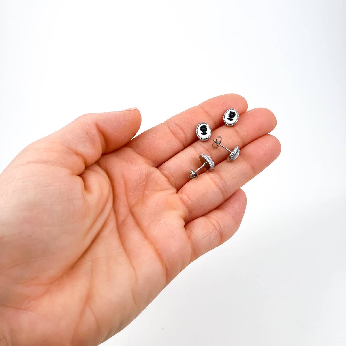 True Vintage Series | Petite Tiny Cameo Stud Earrings, Gold