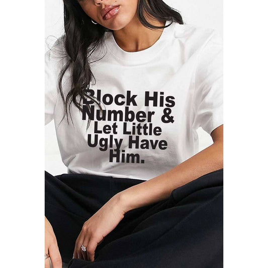 AVAILABLE IN STORE ONLY - BLOCK HIS NUMBER LETTER GRAPHIC WOMEN TEE - IN STORE ONLY