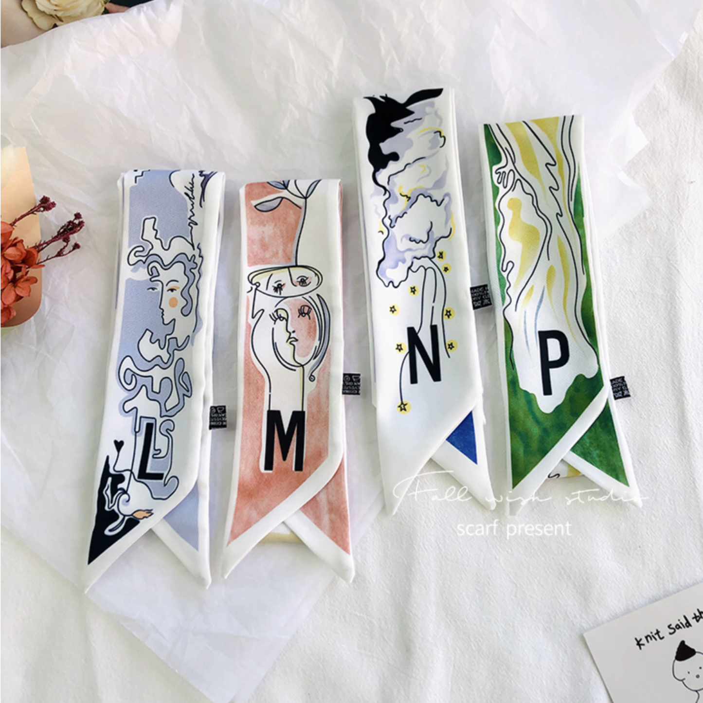 Personalized Initial Ribbon Scarf – Luxury Bag Handle Access