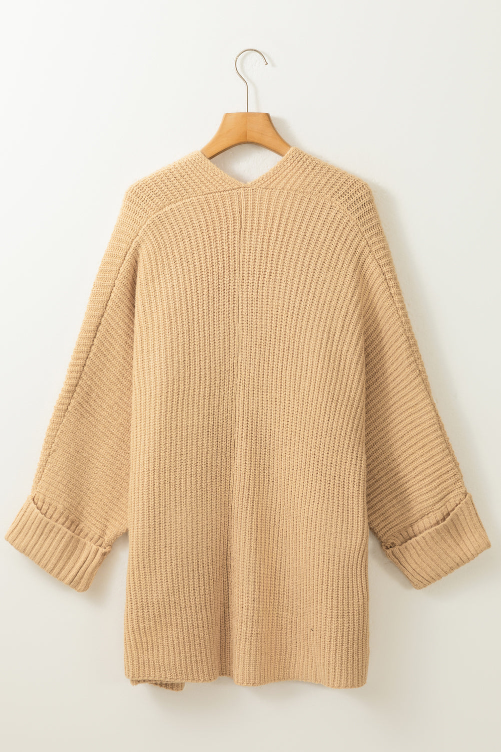 AVAILABLE IN STORE ONLY - Apricot Oversized Fold Over Sleeve Open Front Cardigan