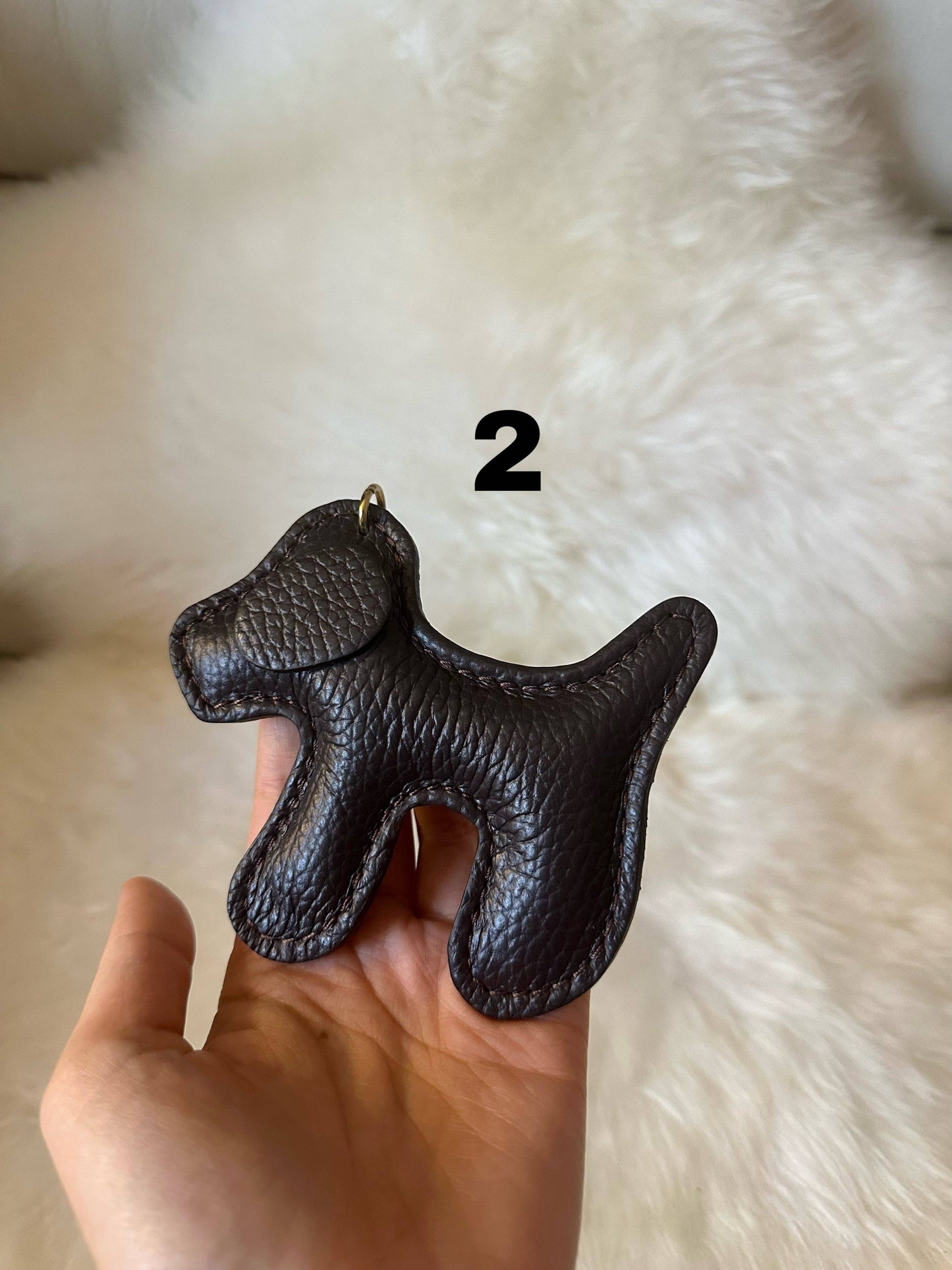 Dog keychain - genuine leather