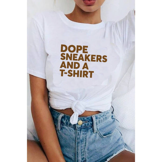 AVAILABLE IN STORE ONLY - DOPE SNEAKERS AND A T SHIRT WOMEN TEE