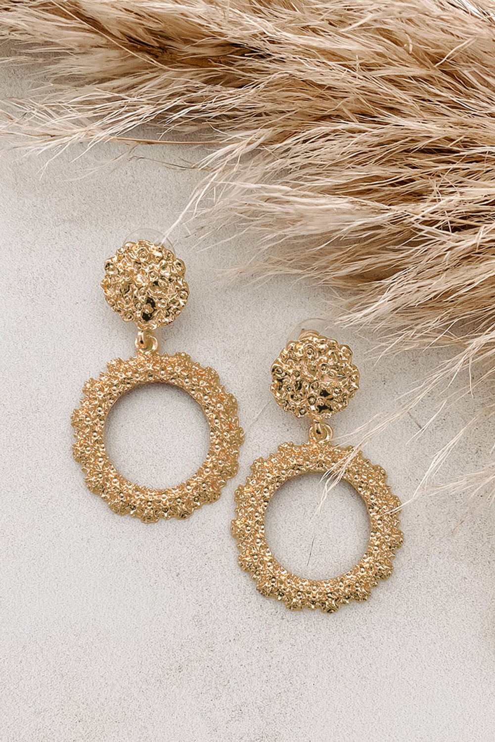 IN STORE ONLY Gold Glittering Circle Dangle Earrings