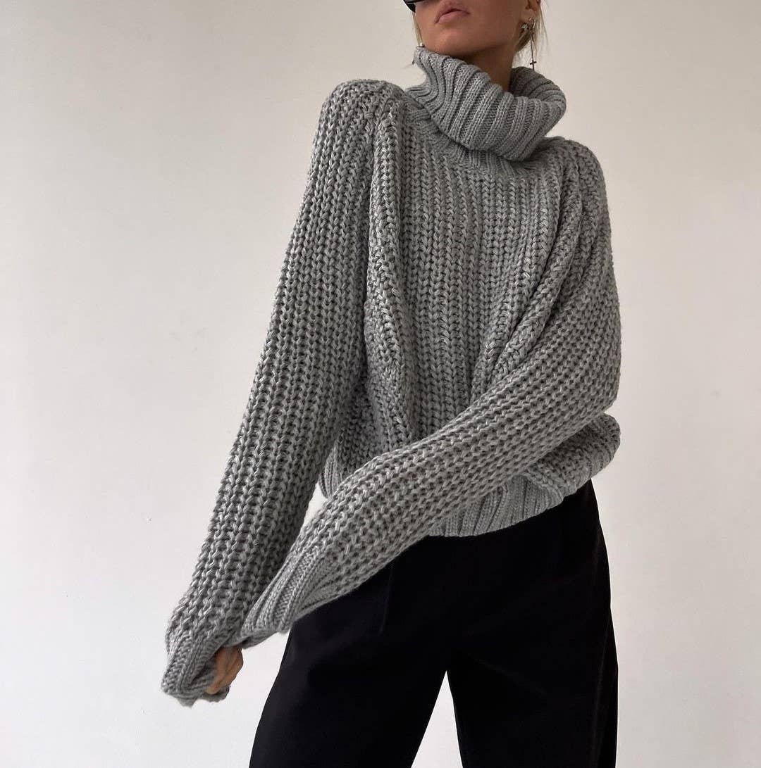 IN STORE ONLY High-neck loose casual versatile knit sweater