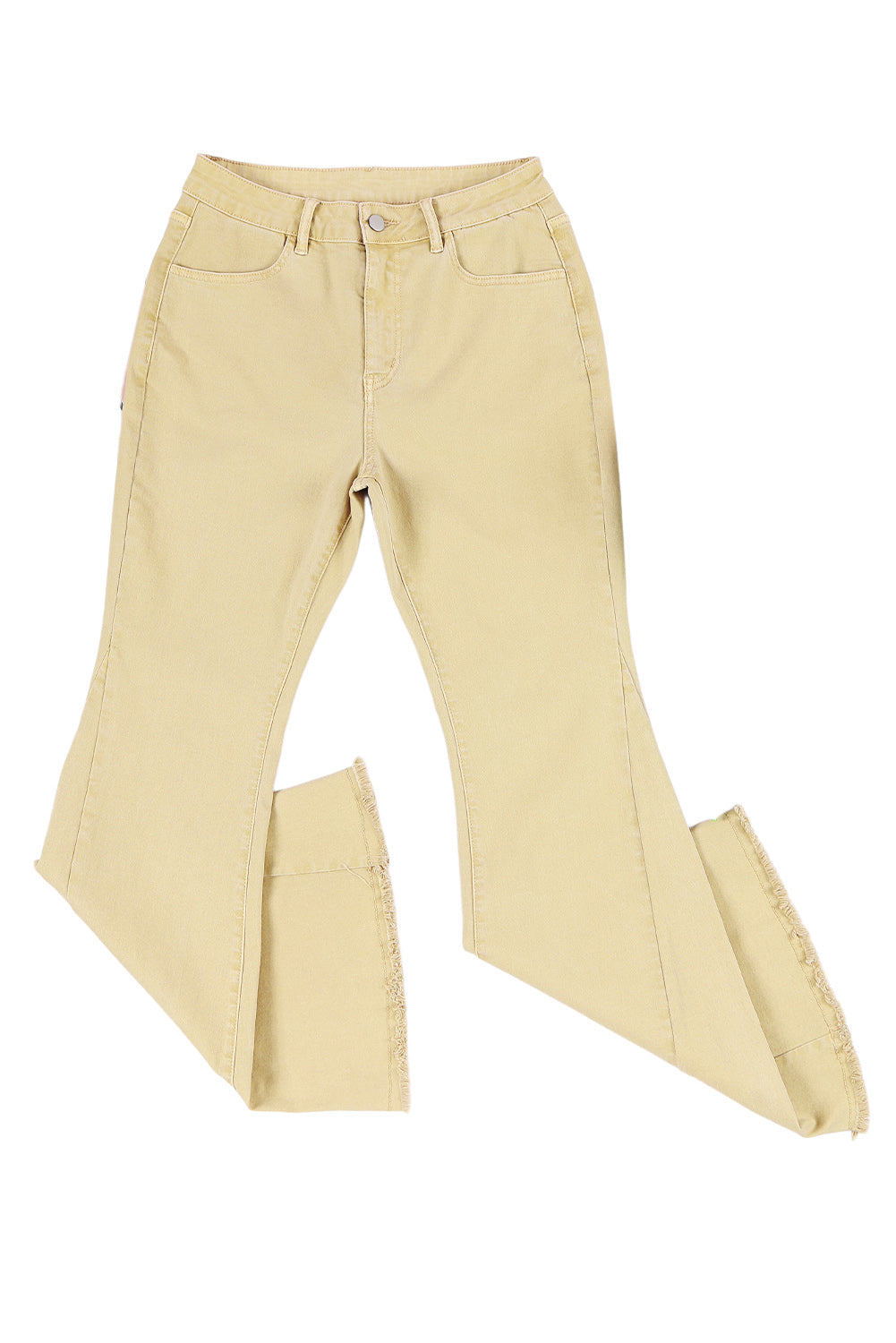 IN STORE & ONLINE Khaki Raw Edge Mid Waist Flared Jeans