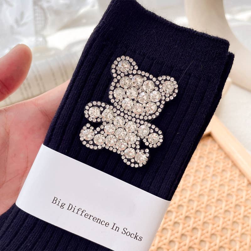 IN STORE ONLY - CRYSTAL Teddy Bear Embellished Socks