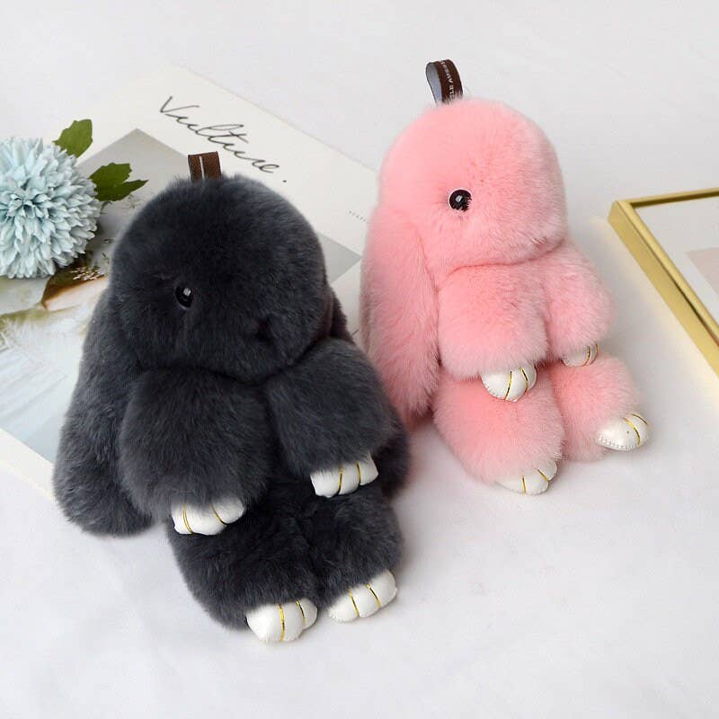 AVAILABLE IN STORE & ON LINE Fur Keychain Pom Bag Charm 14cm Real Rabbit Fur Furry