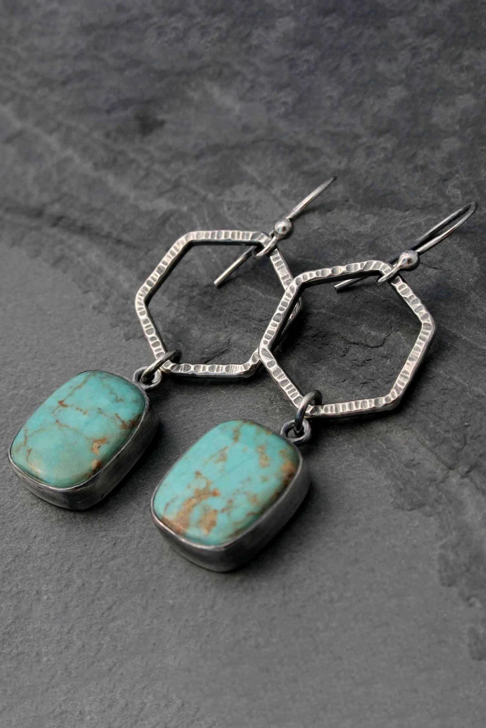 IN STORE ONLY Green Vintage Turquoise Geometric Drop Earrings