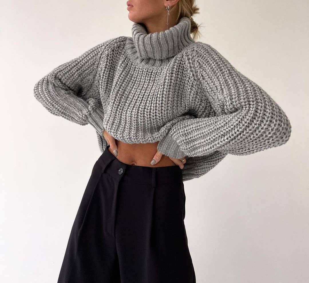 IN STORE ONLY High-neck loose casual versatile knit sweater