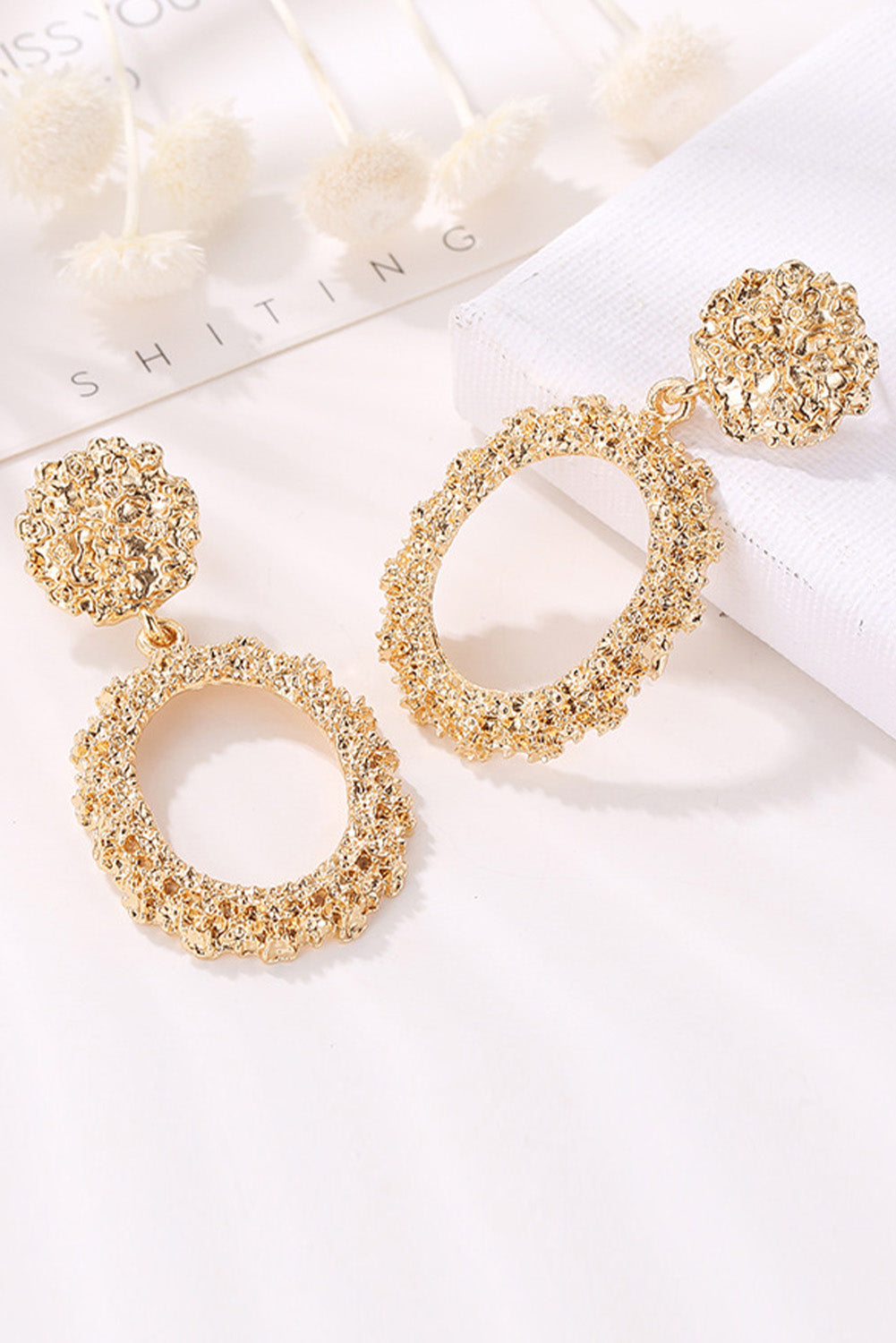 IN STORE ONLY Gold Glittering Circle Dangle Earrings