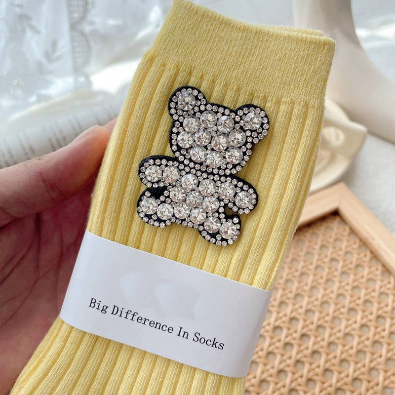 IN STORE ONLY - CRYSTAL Teddy Bear Embellished Socks