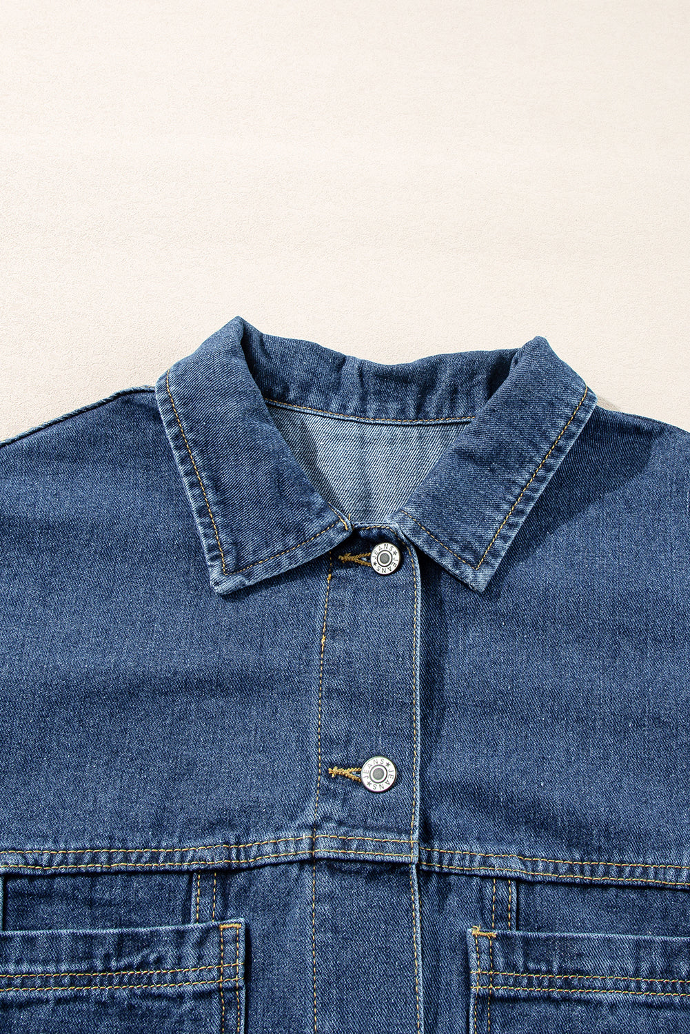 AVAILABLE ONLINE ONLY Dark Blue Washed Oversize Pocketed Denim Jacket