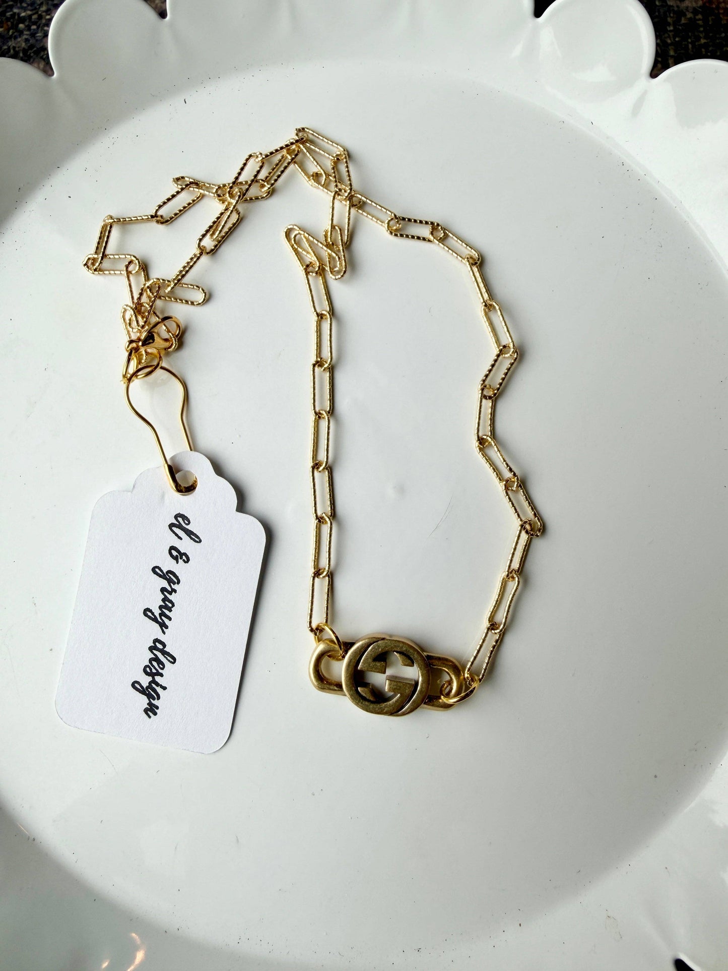 Upcycled Designer Pendant Necklace #129