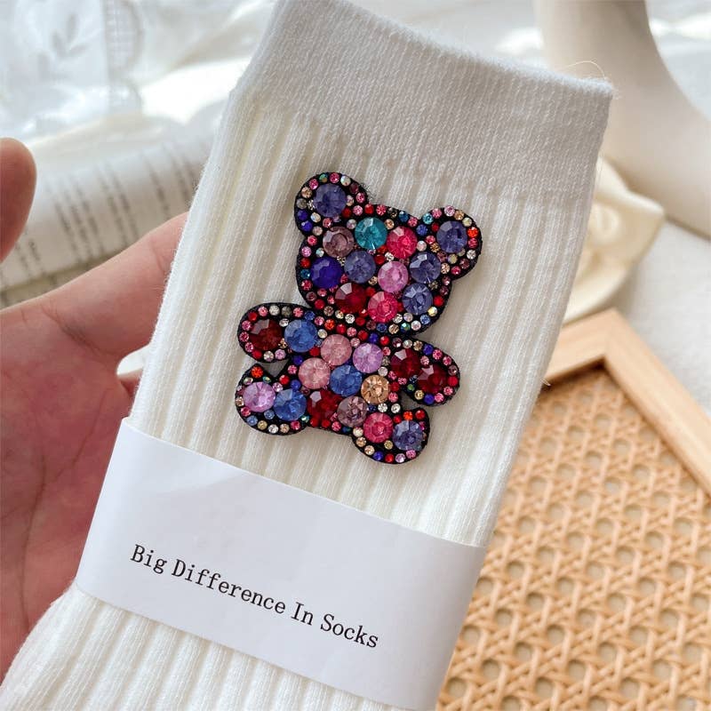 IN STORE ONLY - CRYSTAL Teddy Bear Embellished Socks