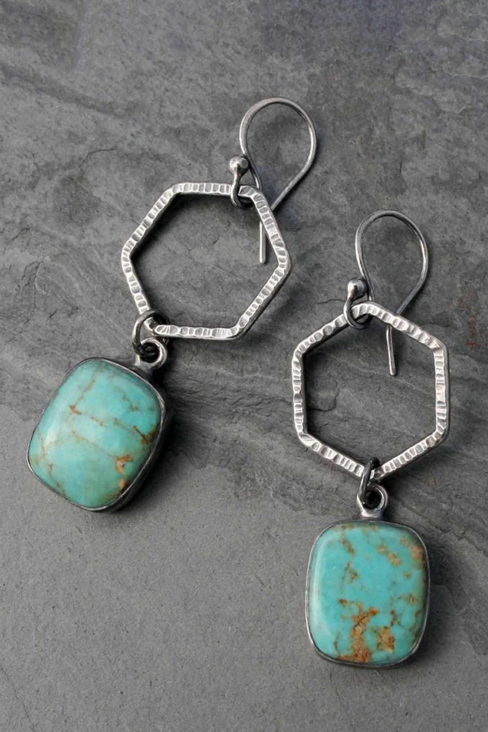 IN STORE ONLY Green Vintage Turquoise Geometric Drop Earrings