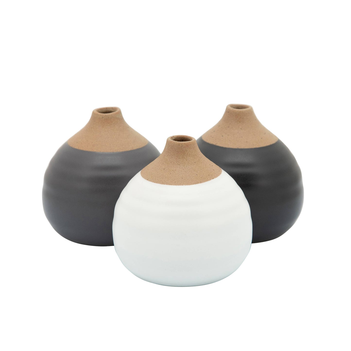 Ceramic Small Matte Bud Vases Set of 3 - White, 4 in.