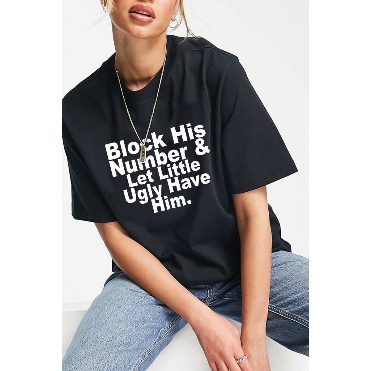 AVAILABLE IN STORE ONLY - BLOCK HIS NUMBER LETTER GRAPHIC WOMEN TEE - IN STORE ONLY