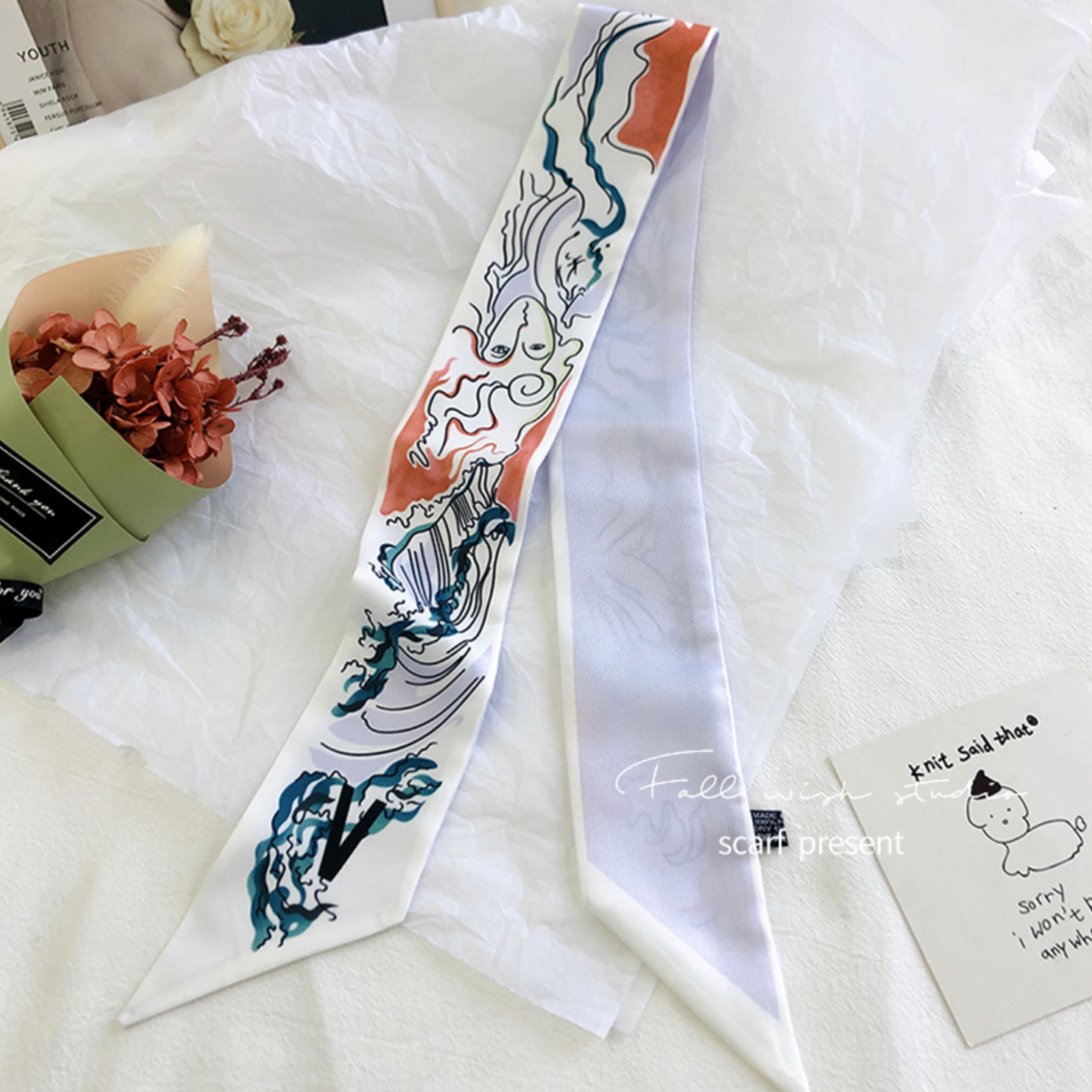 Personalized Initial Ribbon Scarf – Luxury Bag Handle Access