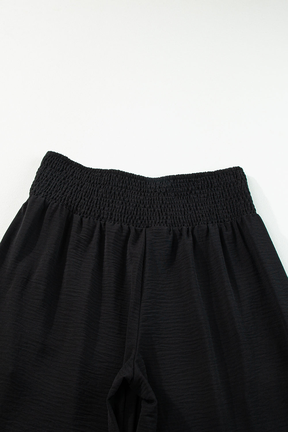 IN STORE & ON LINE Black Shirred High Waist Plus Size Wide Leg Pants