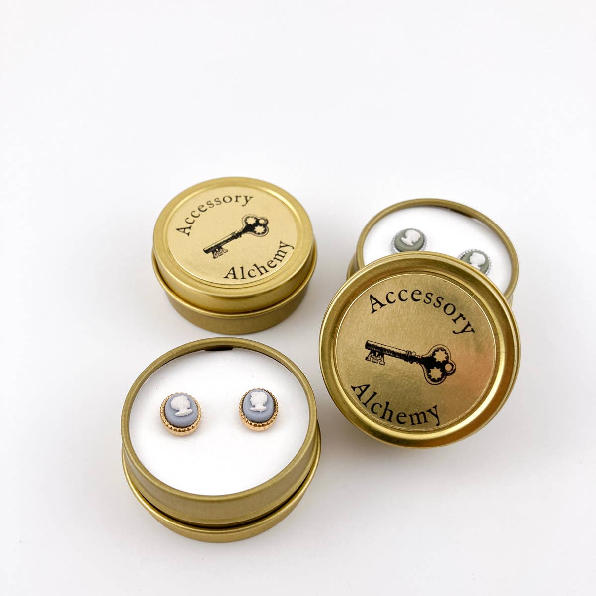 True Vintage Series | Petite Tiny Cameo Stud Earrings, Gold