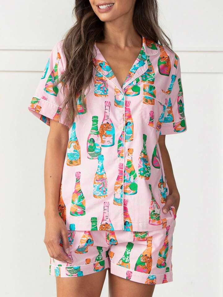 Comfy Tiger Print Short Sleeve Pajama Set