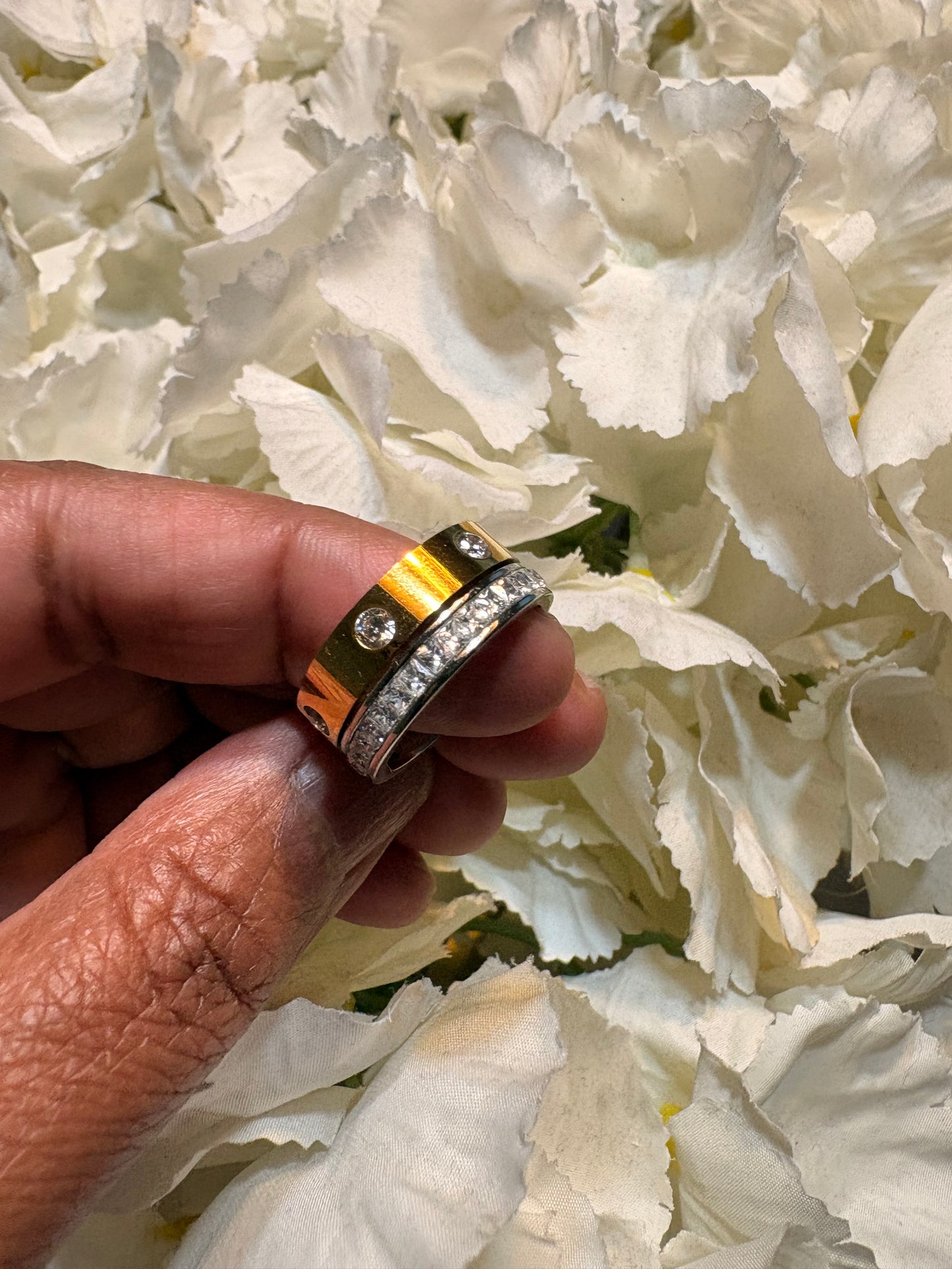Greyson 18K Gold Non-Tarnish Two-Tone Crystal Band Ring