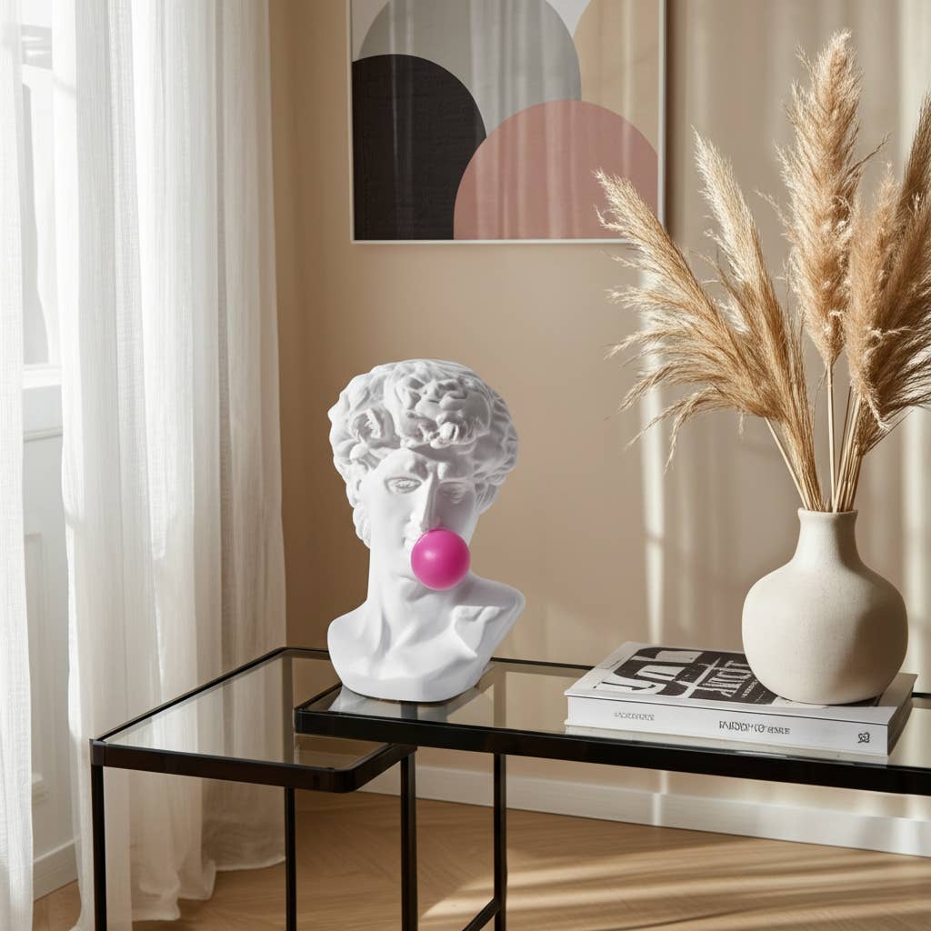 Resin Greek God Head Sculpture Bubble Gum - White, 13 in.