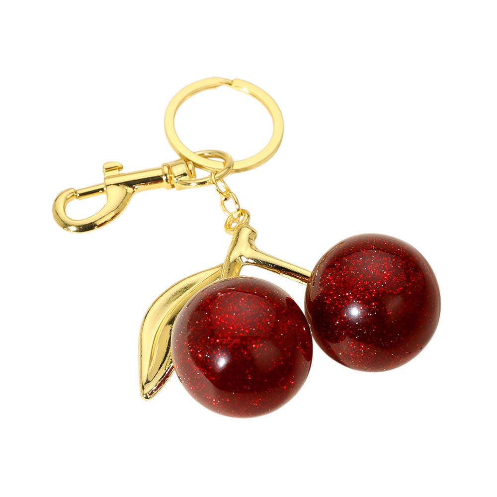 Glittered Cherry Keychain / Bag Charm