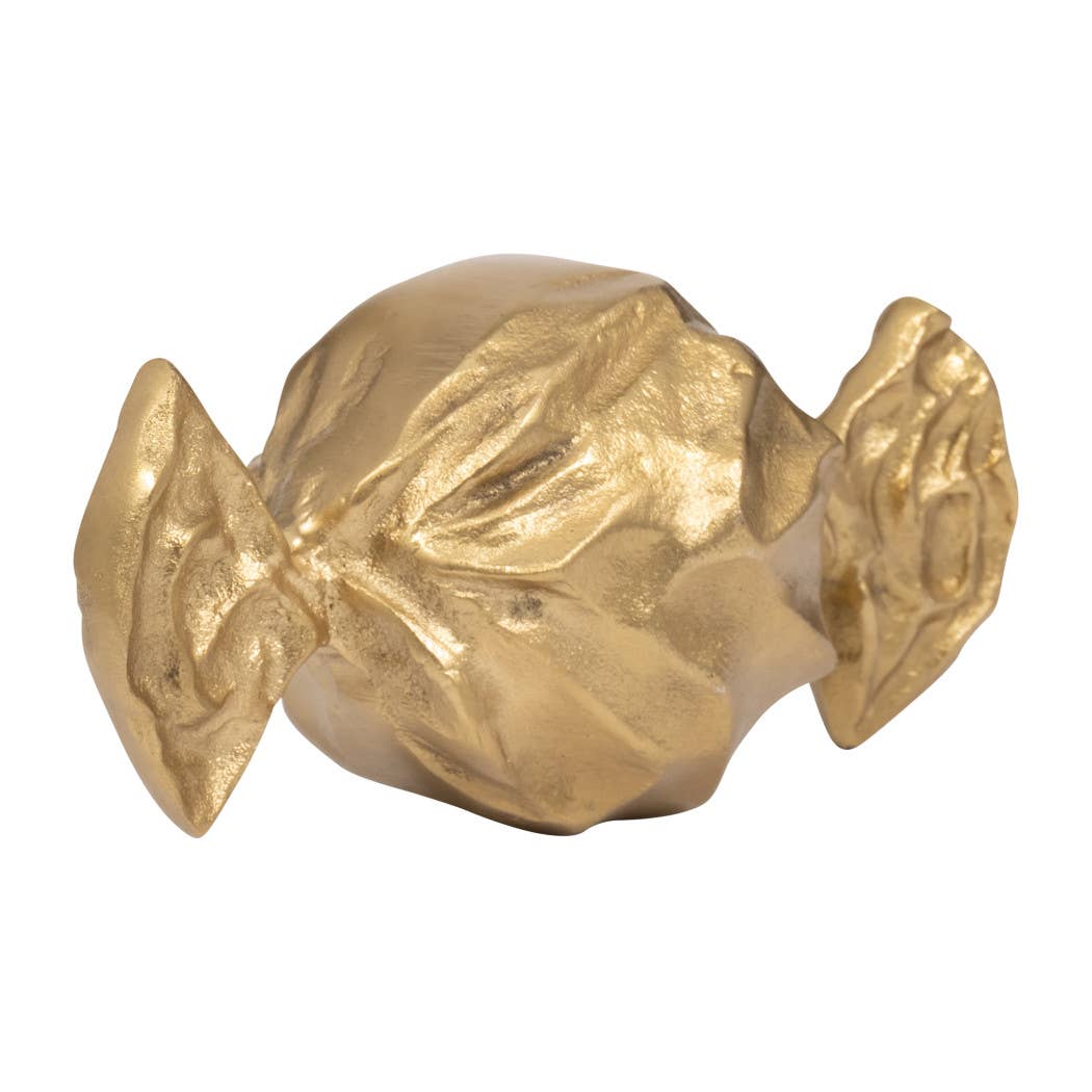 Gold 9 in. Metal Modern Solid Wrapped Candy Figurine