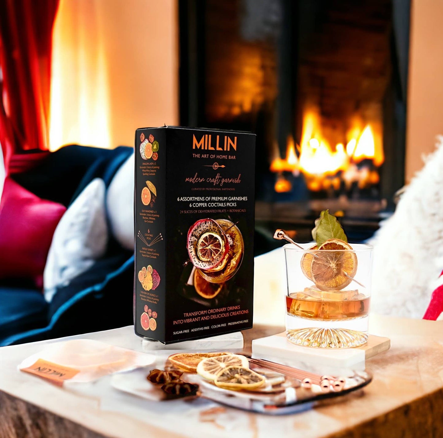 Gourmet Dry Fruit Cocktail Garnish Set with Copper Picks