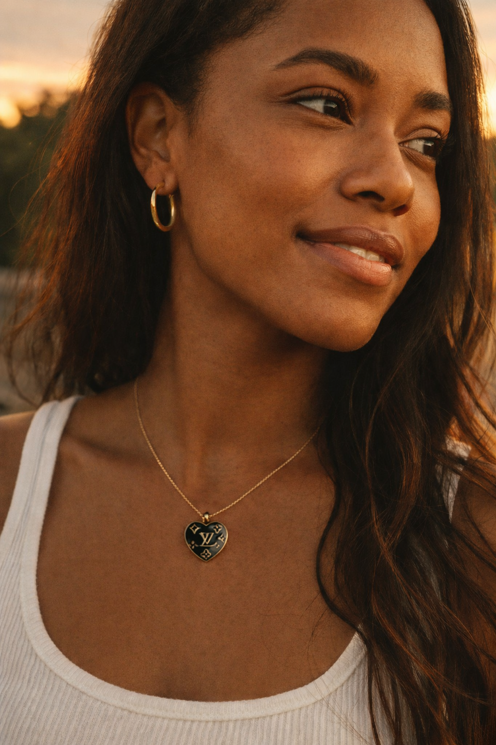 Upcycled Designer Pendant Necklace #112 - Embossed Hearts